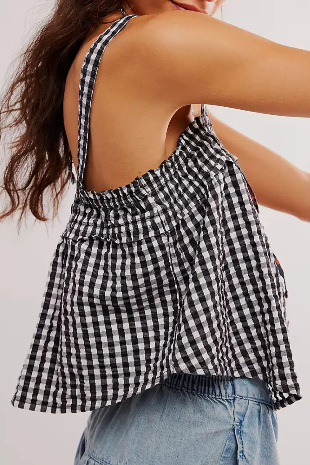 Tied Front Textured Square Neck Cami - Trendsi - Flyclothing LLC