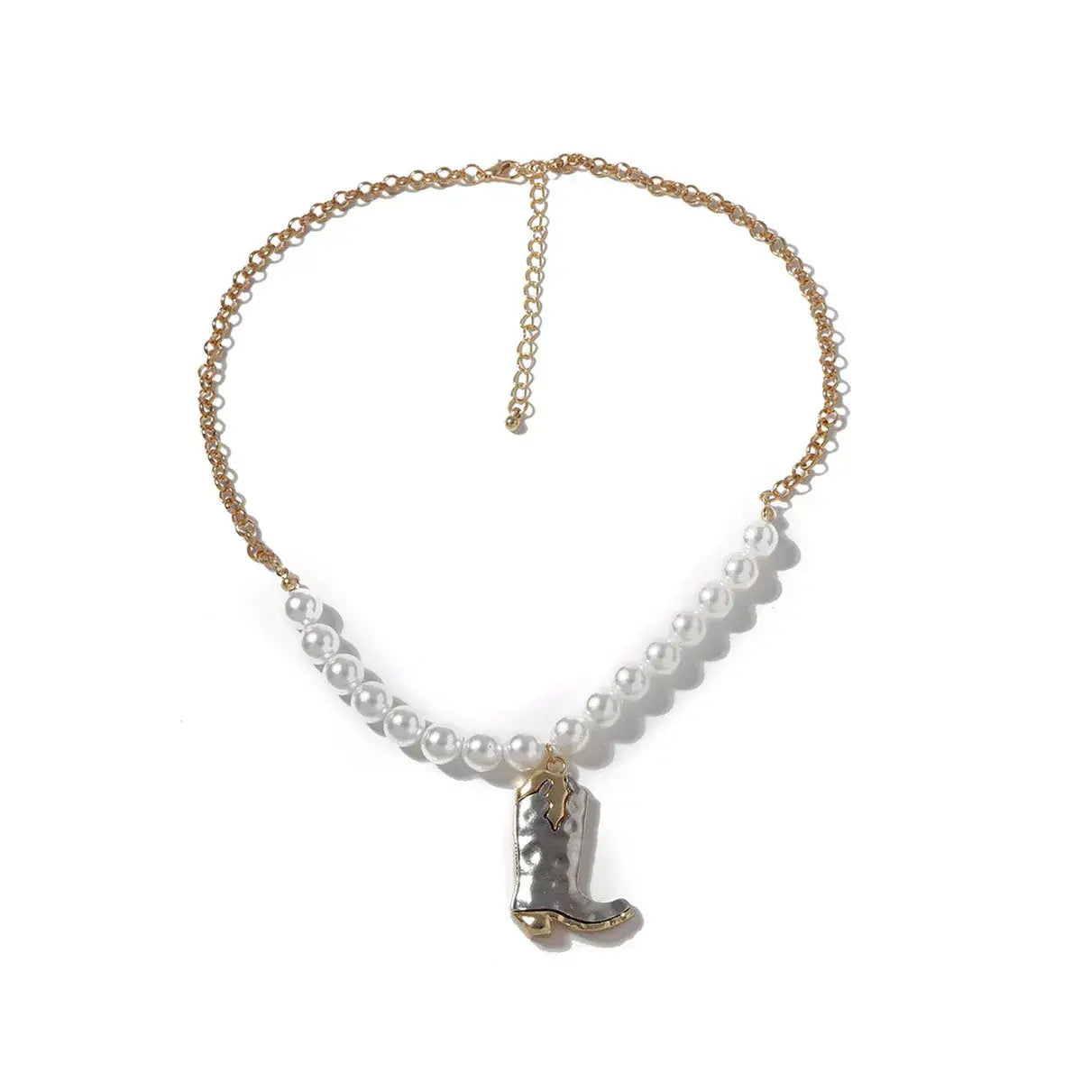 Western Style Pearl Boot Pendant Necklace - Trendsi - Flyclothing LLC