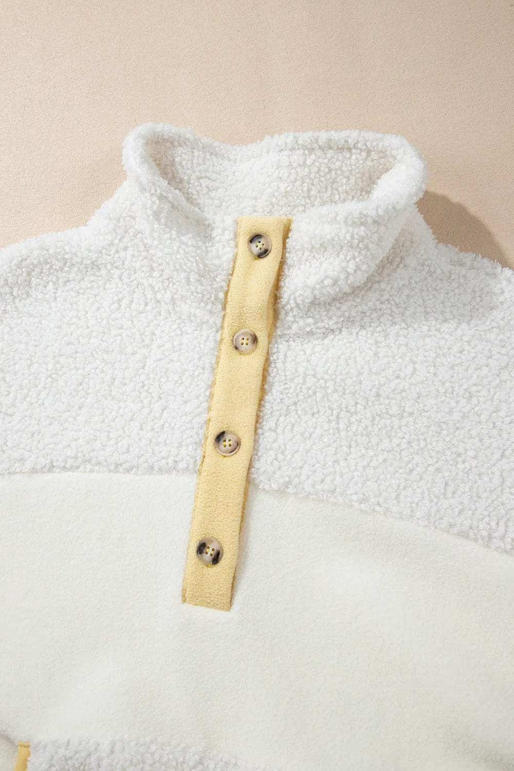 Mock Neck Long Sleeve Sherpa Sweatshirt - Trendsi - Flyclothing LLC