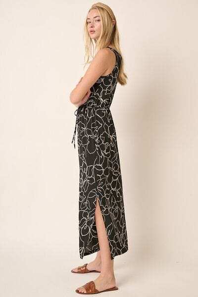 Mittoshop Side Slit Flower Print V-Neck Sleeveless Dress - Trendsi - Flyclothing LLC