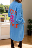Peace Sign Long Sleeve Cardigan - Trendsi