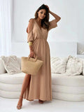 Tied Shoulder Slit Maxi Dress - Trendsi - Flyclothing LLC