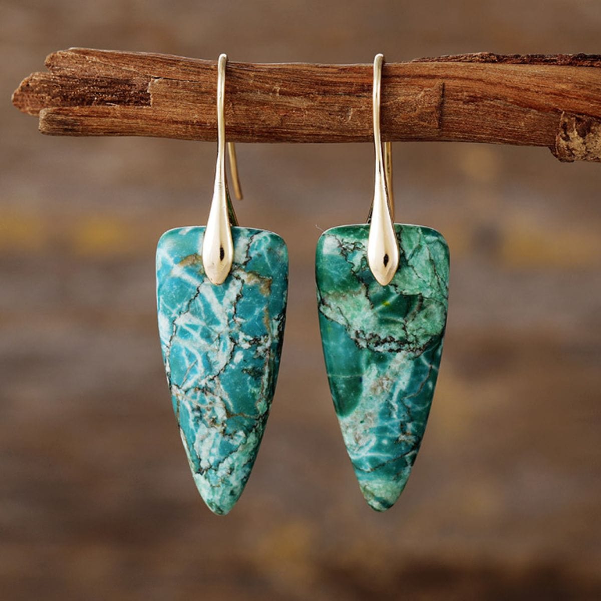Natural Stone Geometric Shape Earrings - Trendsi