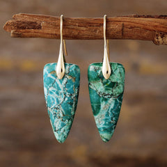 Natural Stone Geometric Shape Earrings - Trendsi