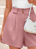 Two Button Wide Waistband Shorts - Trendsi