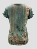 Printed Round Neck Short Sleeve T-Shirt - Trendsi