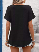 Lace Trim Short Sleeve T-Shirt - Trendsi - Flyclothing LLC