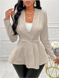 One Button Textured Peplum Cardigan - Trendsi - Flyclothing LLC