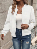 Textured Zip Up Long Sleeve Jacket - Trendsi - Flyclothing LLC