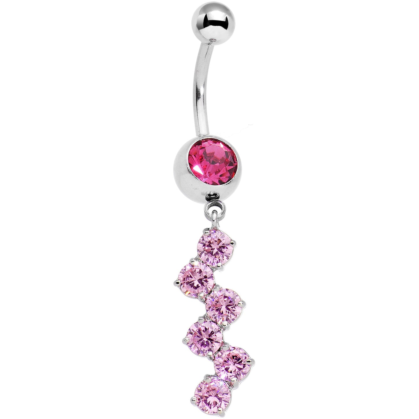 Pink Gem Zig Zag Dangle Belly Ring - BodyCandy - Flyclothing LLC
