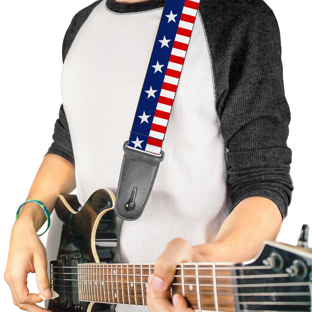 Guitar Strap - Americana Stars & Stripes2 Blue White Red White - Buckle-Down - Flyclothing LLC