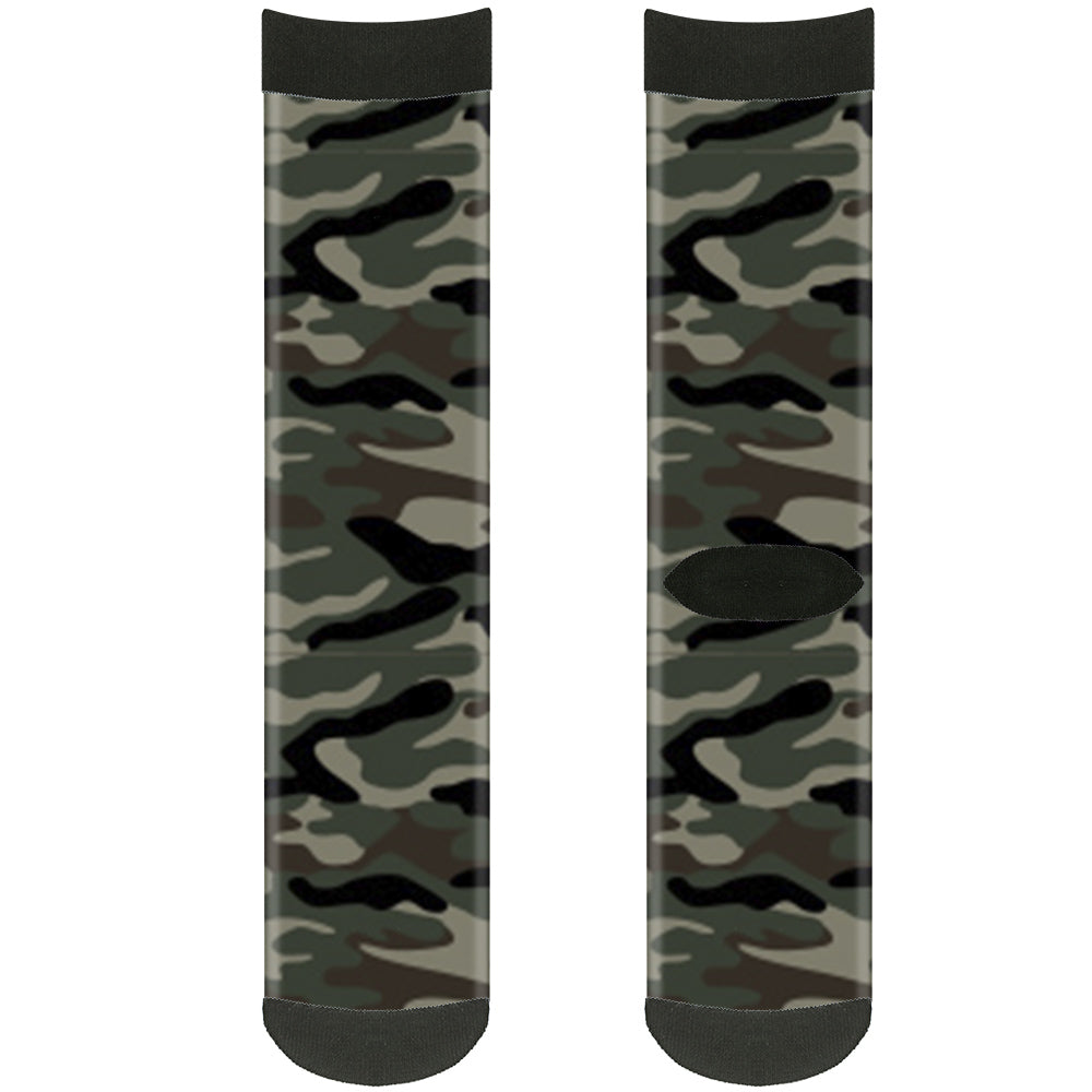 Sock Pair - Polyester - Camo Olive2 - CREW - Buckle-Down - Flyclothing LLC