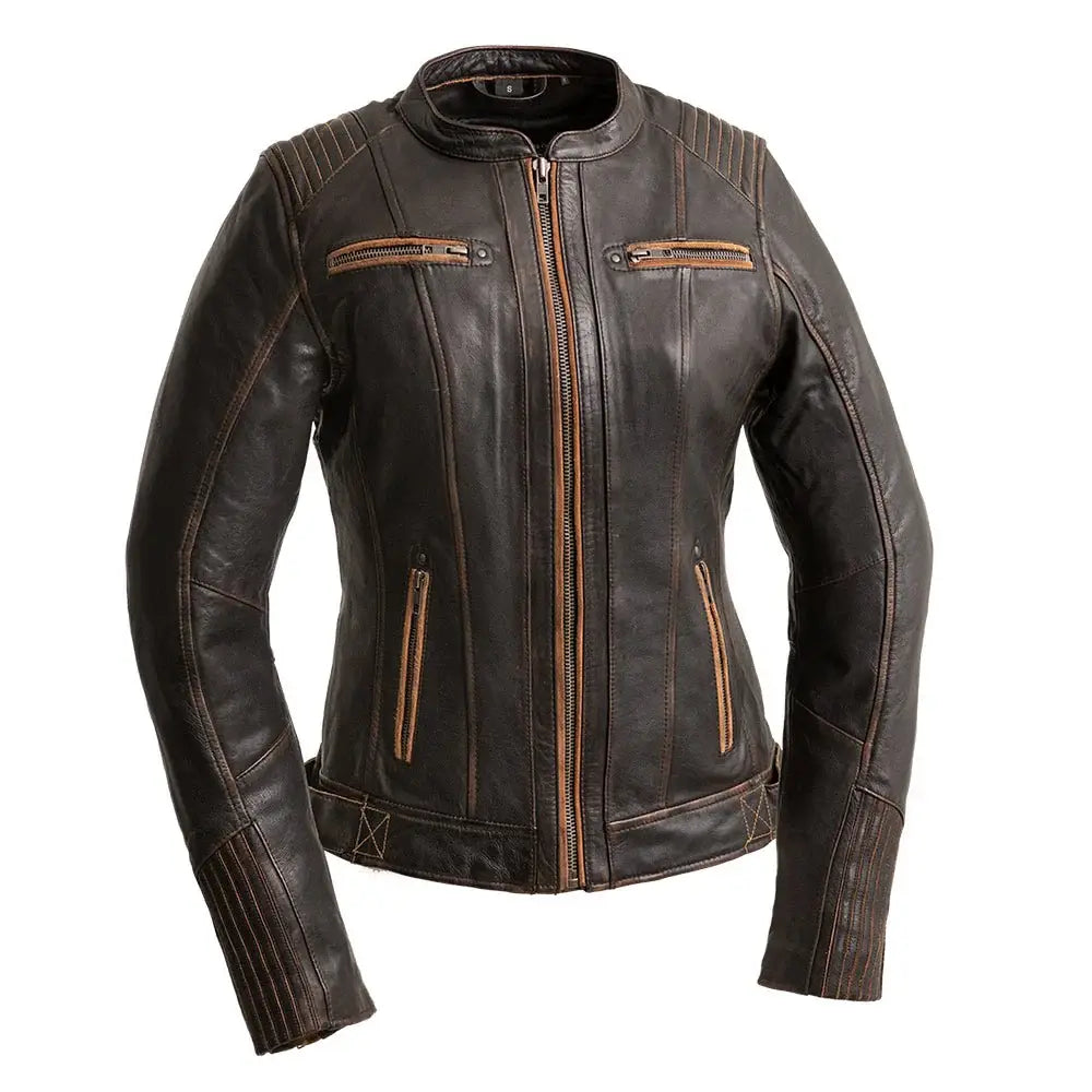 Electra - Women's Motorcycle Leather Jacket - First Manufacturing Company - Flyclothing LLC