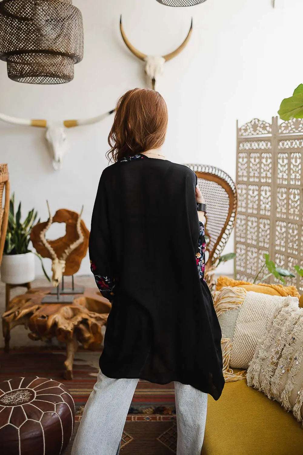 Lightweight Anemone Kimono – Floral Elegance for Any Occasion - Boho Clothing and Accessories - Flyclothing LLC