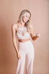 High Neck Crochet Lace Bralette – Stylish Layering Essential - Boho Clothing and Accessories - Flyclothing LLC