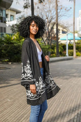 Embroidered Floral Vine Kimono – Elegant and Lightweight - Boho Clothing and Accessories - Flyclothing LLC