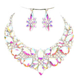 Elegant Multi Stone Evening Necklace Earrings Set - Madeline Love - Flyclothing LLC