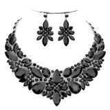 Elegant Multi Stone Evening Necklace Earrings Set - Madeline Love - Flyclothing LLC