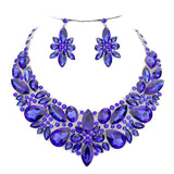 Elegant Multi Stone Evening Necklace Earrings Set - Madeline Love - Flyclothing LLC