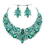 Elegant Multi Stone Evening Necklace Earrings Set - Madeline Love - Flyclothing LLC