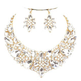 Elegant Multi Stone Evening Necklace Earrings Set - Madeline Love - Flyclothing LLC