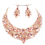 Elegant Multi Stone Evening Necklace Earrings Set - Madeline Love - Flyclothing LLC