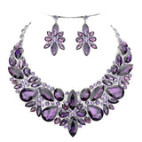 Elegant Multi Stone Evening Necklace Earrings Set - Madeline Love - Flyclothing LLC