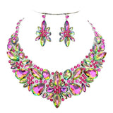 Elegant Multi Stone Evening Necklace Earrings Set - Madeline Love - Flyclothing LLC