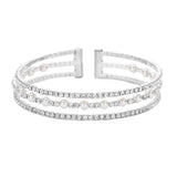 Elegant Pearl Accented Rhinestone Cuff Bracelet - Madeline Love - Flyclothing LLC