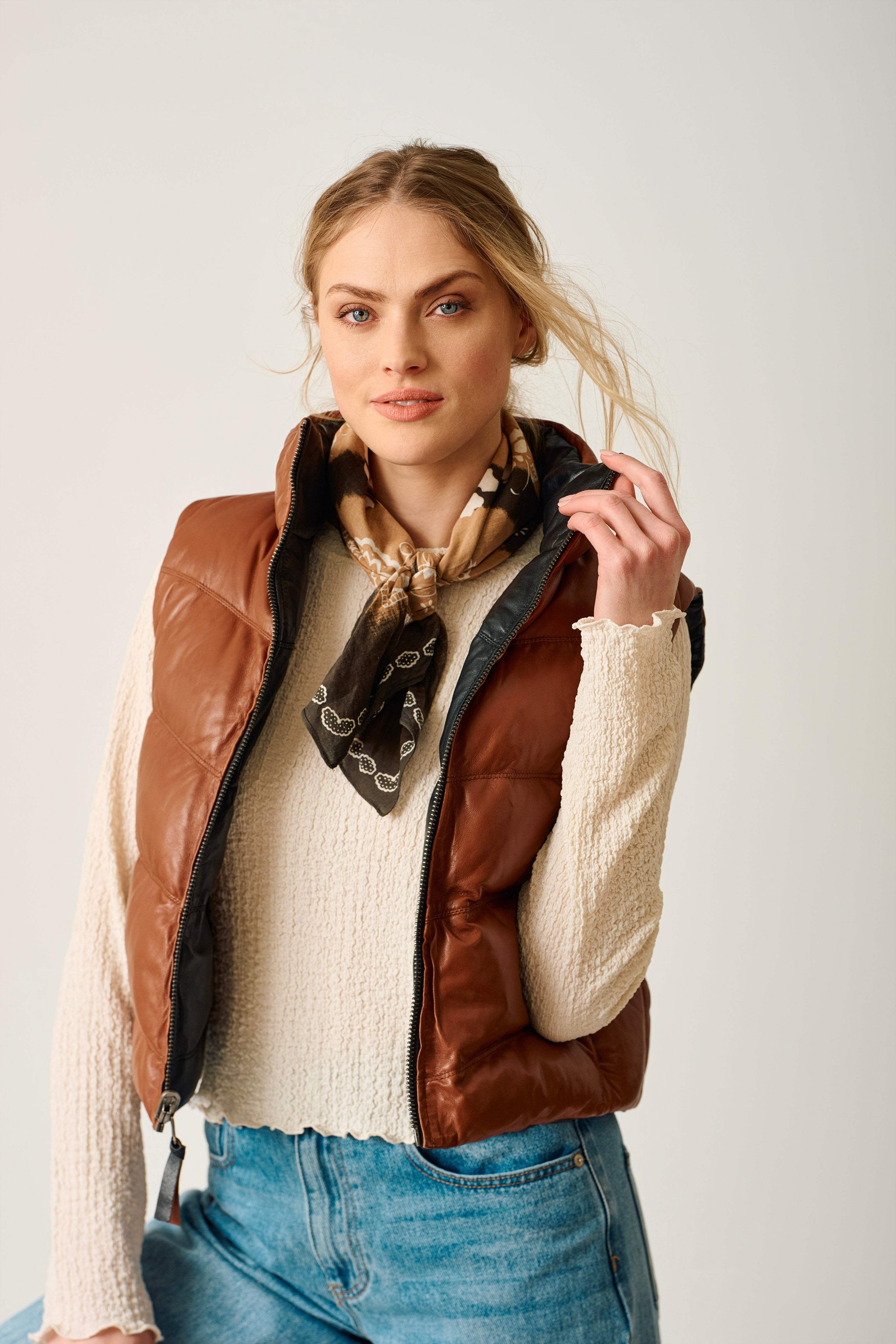 Ellen OS Leather Vest - Reversible - mauritiusleather - Flyclothing LLC