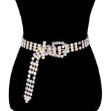Embellished Crystal Rhinestone Accented Buckle Belt - Madeline Love - Flyclothing LLC