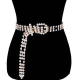 Embellished Crystal Rhinestone Accented Buckle Belt - Madeline Love - Flyclothing LLC