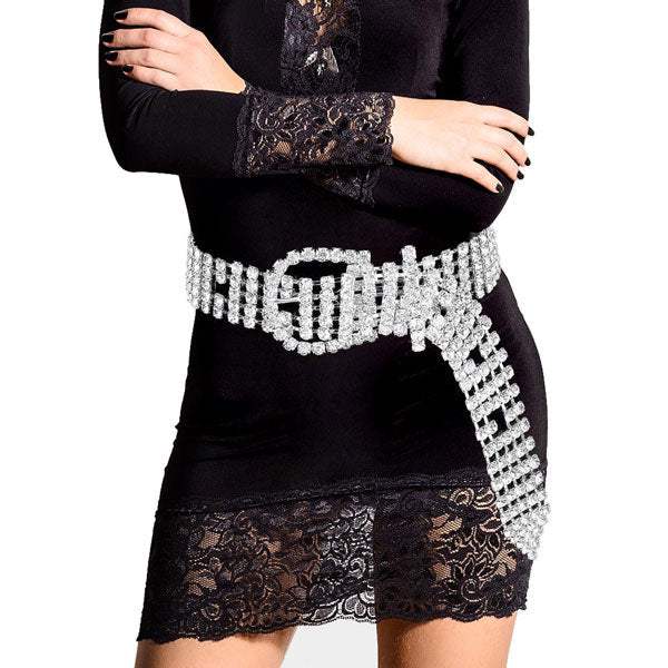 Embellished Crystal Rhinestone Buckle Belt - Madeline Love - Flyclothing LLC