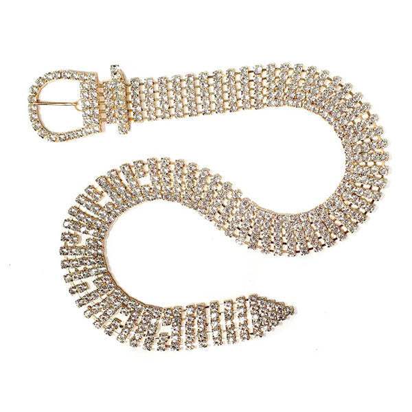 Embellished Crystal Rhinestone Buckle Belt - Madeline Love - Flyclothing LLC