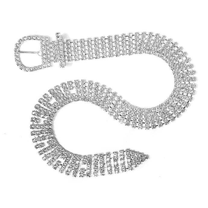 Embellished Crystal Rhinestone Buckle Belt - Madeline Love - Flyclothing LLC
