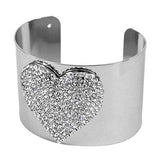 Embellished Rhinestone Heart Wide Cuff Bracelet - Madeline Love - Flyclothing LLC