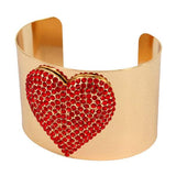 Embellished Rhinestone Heart Wide Cuff Bracelet - Madeline Love - Flyclothing LLC