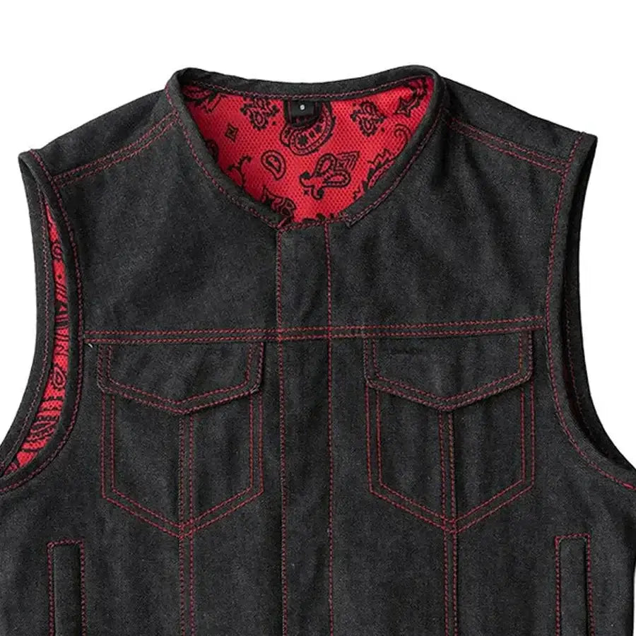 Ember Men's Motorcycle Denim Vest - First Manufacturing Company - Flyclothing LLC