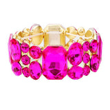 Emerald Cut Crystal Accented Stretch Evening Bracelet - Madeline Love - Flyclothing LLC