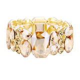 Emerald Cut Crystal Accented Stretch Evening Bracelet - Madeline Love - Flyclothing LLC