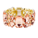 Emerald Cut Crystal Accented Stretch Evening Bracelet - Madeline Love - Flyclothing LLC
