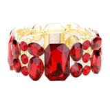 Emerald Cut Crystal Accented Stretch Evening Bracelet - Madeline Love - Flyclothing LLC