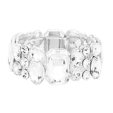 Emerald Cut Crystal Accented Stretch Evening Bracelet - Madeline Love - Flyclothing LLC