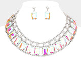 Emerald Cut Stone Accented Collar Evening Necklace - Madeline Love - Flyclothing LLC