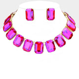 Emerald Cut Stone Link Evening Necklace - Madeline Love - Flyclothing LLC