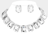 Emerald Cut Stone Link Evening Necklace - Madeline Love - Flyclothing LLC