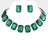 Emerald Cut Stone Link Evening Necklace - Madeline Love - Flyclothing LLC