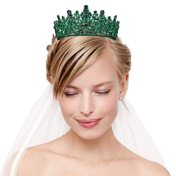 Teardrop Marquise Stone Accented Crown Tiara - Madeline Love - Flyclothing LLC