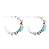Emile Blue Turquoise Sterling Silver Hoop Earrings - Barse Jewelry - Flyclothing LLC