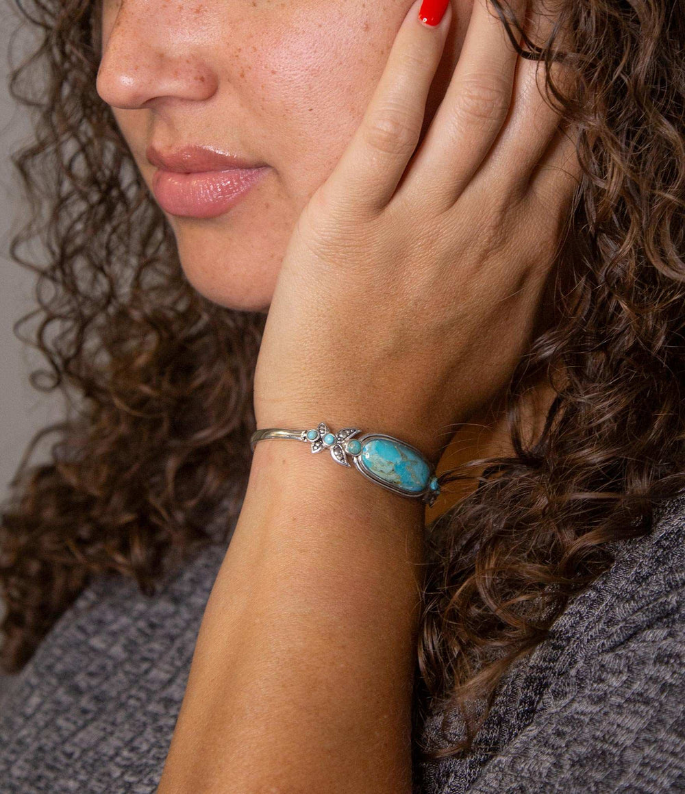 Emile Blue Turquoise Sterling Silver Cuff Bracelet - Barse Jewelry - Flyclothing LLC